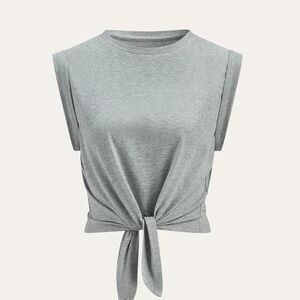 Commense NAVY Tie-Front Crop Top